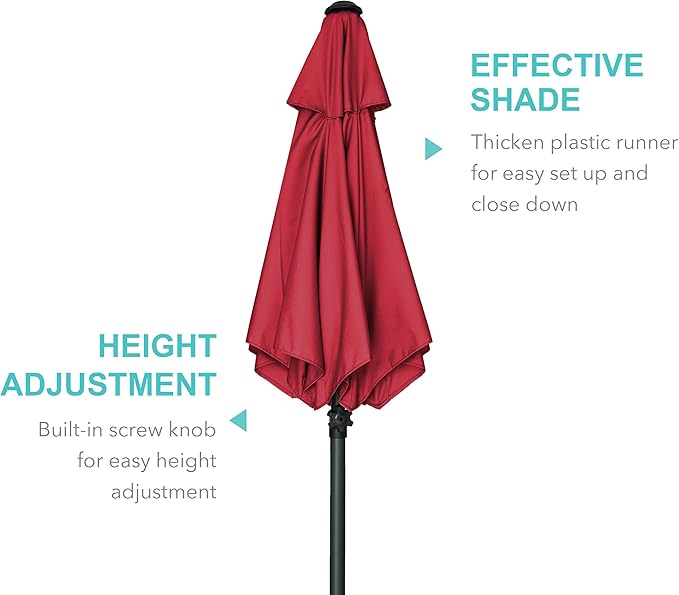 AMMSUN 6ft Patio Umbrella Outdoor Table Umbrellas with Push Button Tilt, UPF50+ Premium Steel Pole and Ribs for Deck, Lawn, Garden, Backyard & Pool (Red)