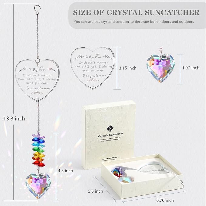 Mom Gift, Mom Birthday Gifts, Crystal Suncatcher Gifts for Mom from Daughter, Happy Mother’s Day