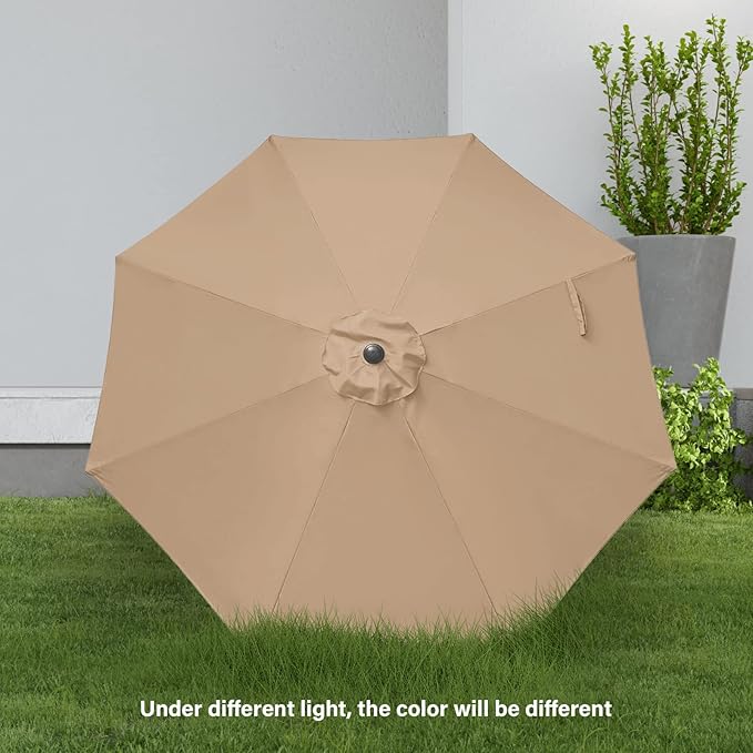 YSSOA 2 Pack 9' Patio Umbrella Outdoor Table Market Yard Umbrella with 8 Sturdy Ribs, Tan-2 Pack