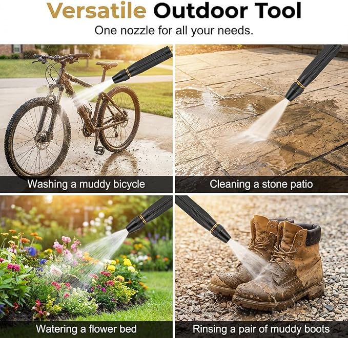 High Pressure Power Washer Nozzle with Metal Connector Set, Nozzle Power Washer for Garden Hose, Sturdy Cleaning Accessory for Car Washing and Outdoor Cleaning (1 Set)