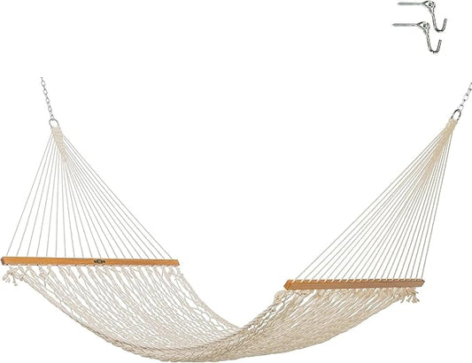 Original Pawleys Island 12OC Original Single Cotton Rope Hammock with Free Extension Chains & Tree Hooks, Handcrafted in The USA, Accommodates 1 Person, 450 LB Weight Capacity, 12 ft. x 50 in.