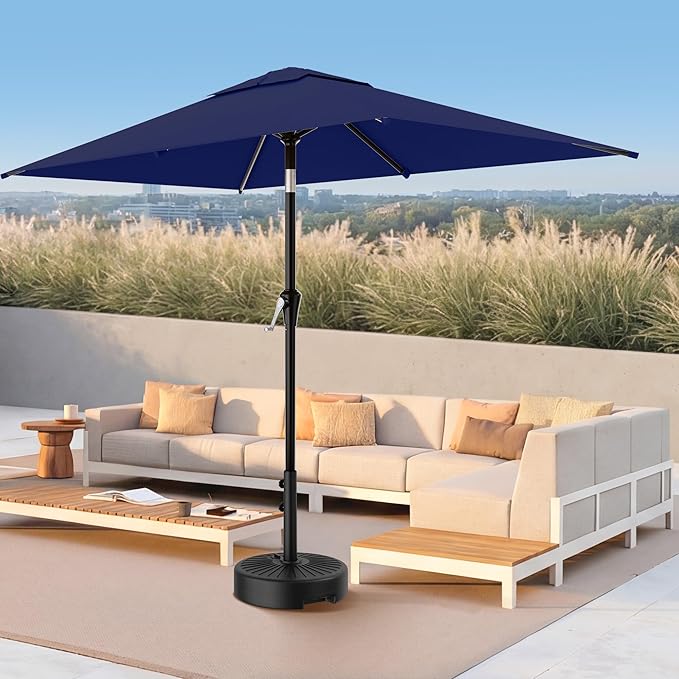 AreShark 6.5' x 10' Rectangular Patio Umbrellas for Outdoor, Outdoor Table Umbrella, Large Outdoor Patio Umbrellas with 6 Sturdy Ribs for Pool, Garden, Deck & Market (Navy)