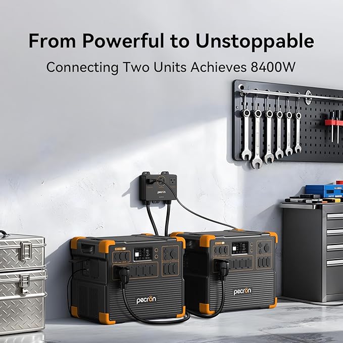 PECRON Portable Power Station E3800 LFP, 3840Wh LiFePO4 Battery Backup, 120/240V 4200W AC Output, Expandable to 53.76kWh Power Station, Solar Generator for Home Use, Emergency, Camping, RV