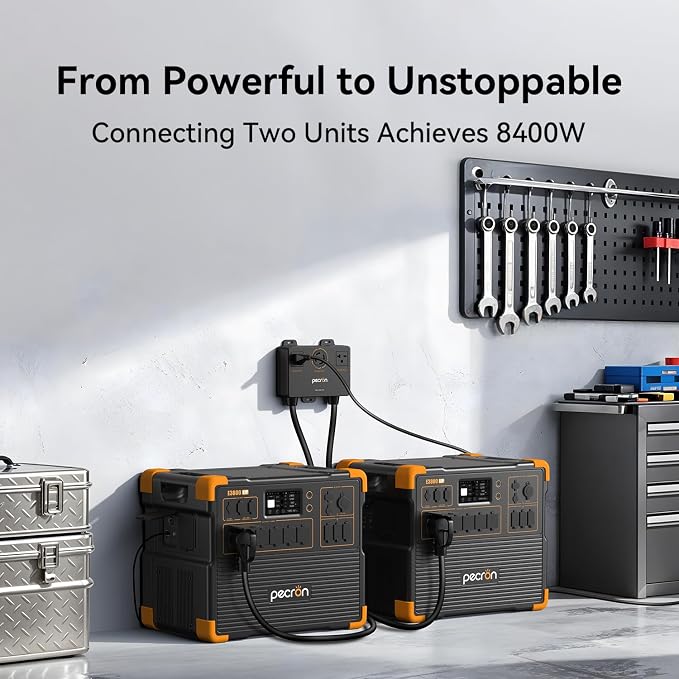 PECRON Portable Power Station Two E3800 LFP with 240V Double Voltage Hub, 3840Wh LiFePO4 Battery Backup, 4200W Solar Generator, Expandable to 53.76kWh Power Station, Fast Charging for Home, Camping