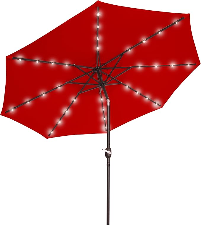 Trademark Innovations Deluxe Solar Powered LED Lighted Patio Umbrella - 9'
