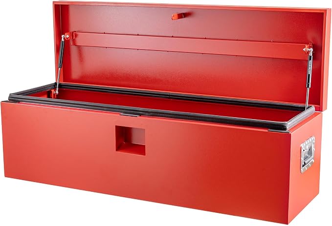 Heavy Duty Steel Truck Toolbox – 76x38x38cm – Gas Shock Lid – t-Handle Lock – Weatherproof Rubber Seal – Secure Underbody Storage Chest – Fits Pickup, Truck Bed, RV, Trailer