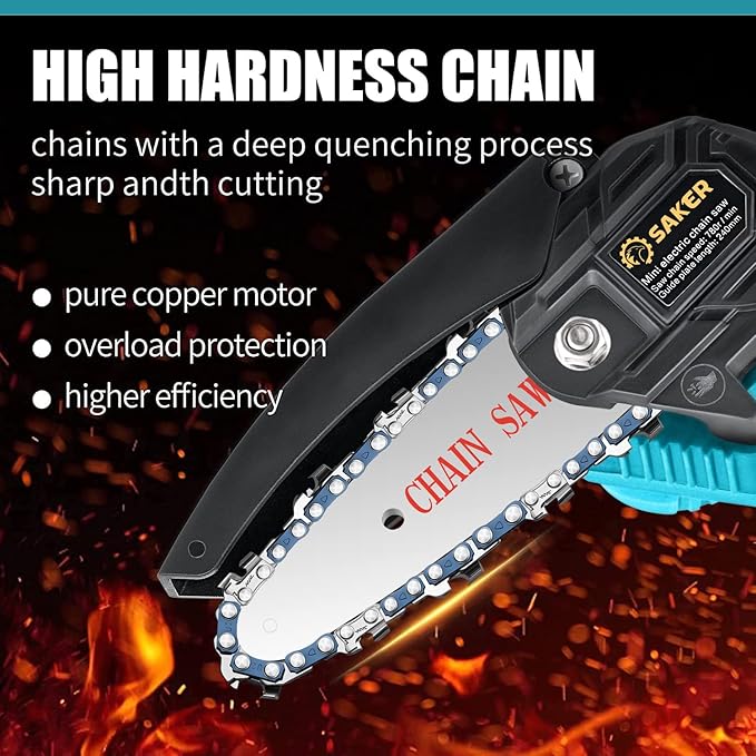 Saker Mini Chainsaw,4 Inch Portable Electric Chainsaw Cordless-Saker Contour Gauge Profile Tool