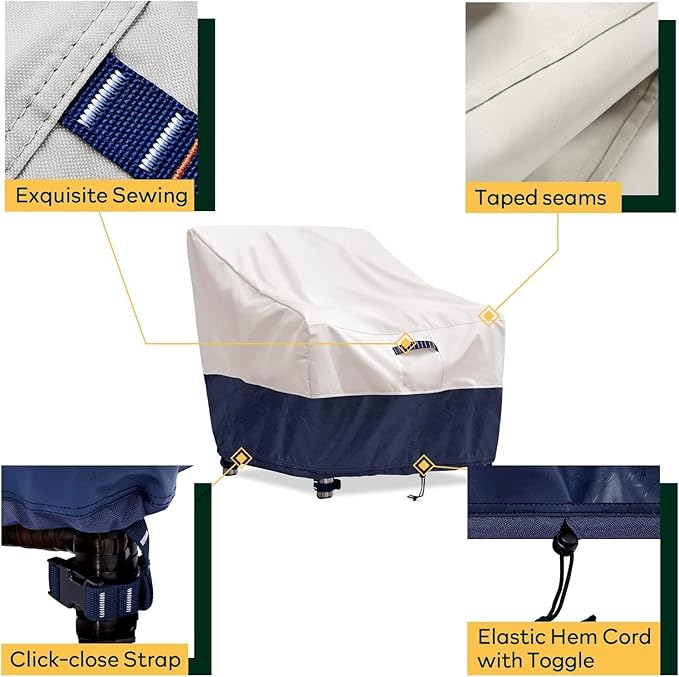 Vailge High Back Patio Chair Cover,100% Waterproof Veranda Chair Covers,600D Heavy Duty High-Back Chair Outdoor Patio Furniture Cover (Beige-Printed, 1 Pack)
