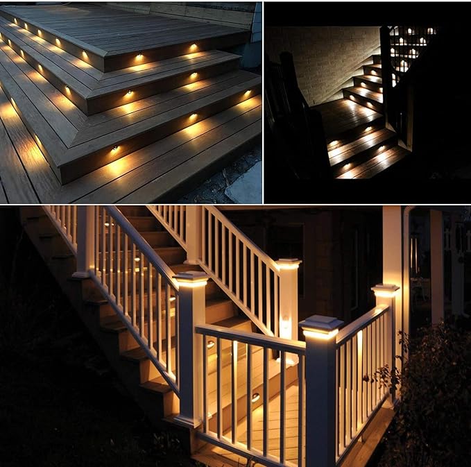 30 Pack LED Stair Lights Kit Low Voltage Landscape Lights Waterproof IP65 Outdoor 1-2/5" Recessed Wood LED Deck Lighting Yard Garden Patio Step Landscape Pathway Decor Lamps, Warm White