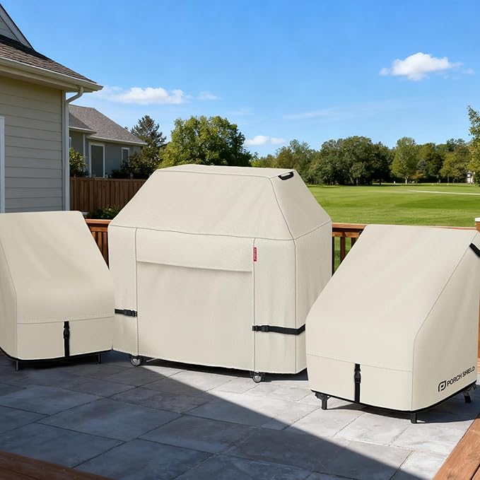 Porch Shield Patio Chair Covers -Waterproof Outdoor Lounge Deep Seat Lawn Chair Cover - 30W x 33D x 34H inch, Beige