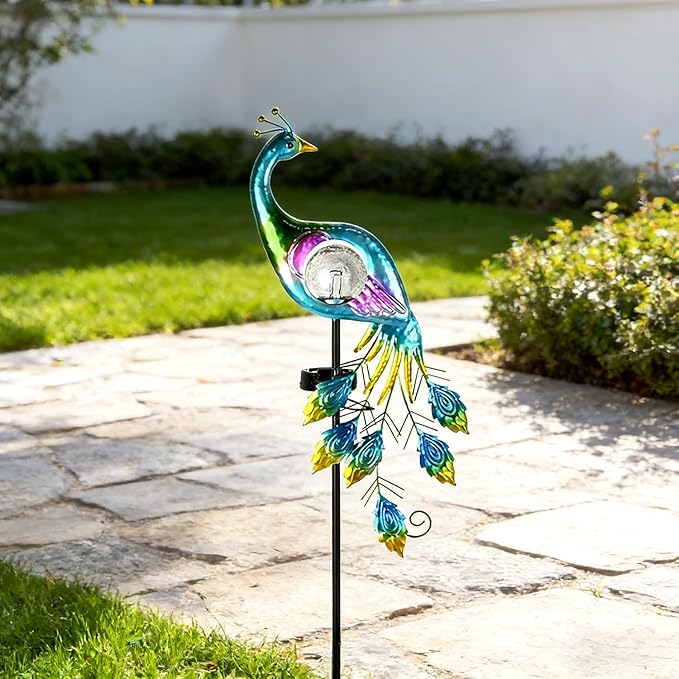 Solar Garden Decorative Lights, Garden Decor Solar Lights Peacock Lawn Light, for Yard Outdoor Decorations Ground Inserted Waterproof Yard Lamp LED (Blue)