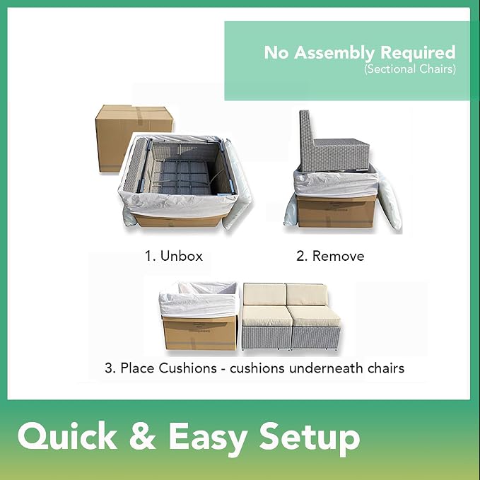 Fully Assembled Ohana 7 Piece Aluminum Wicker Patio Furniture Sunbrella Navy Cushion Oversize Conversation Set with 42-inch Propane Gas Fire Table