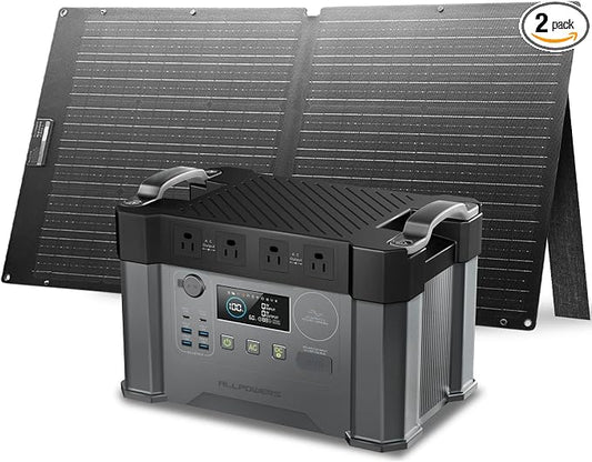 ALLPOWERS S2000 Pro Solar Generator with SE100 100W Foldable Solar Panel, 1451Wh 2400W (Peak 4000W) AC Portable Power Station, UPS Function, Solar Backup Power for Home Emergency RV Outdoor Camping