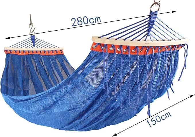 Camping Hammock Bed Hanging Rope Swing Camping Hammock Ice Mesh Thickened Webbing Fixed Outdoor Furniture Leisure Sleeping Summer Travel Hammock Swing (Color : Blue)