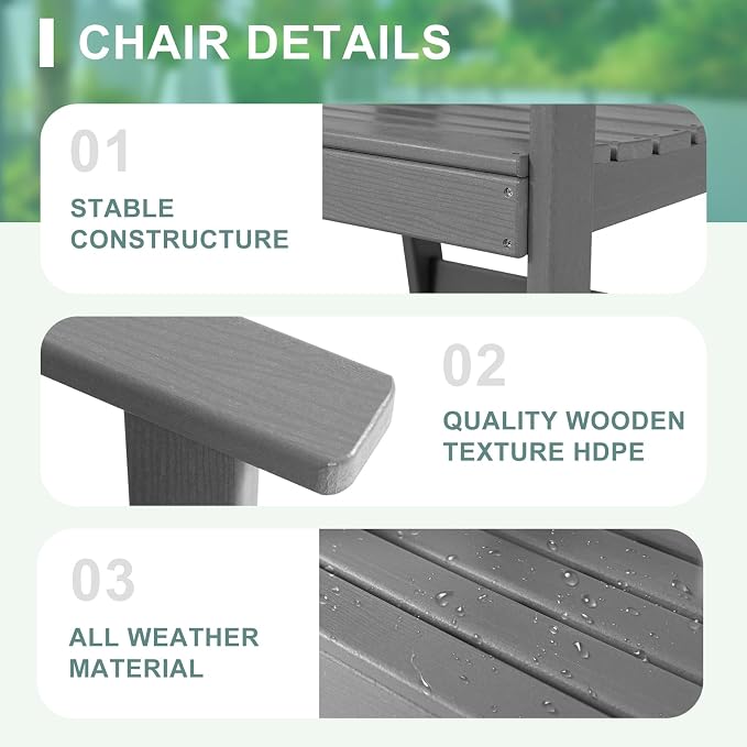 FUNBERRY Outdoor Dining Set, HDPE 5 Piece Dining Table Set with Chairs | 2" Umbrella Hole Table, Wood-Grain, HDPE All Weather, No Rot or Rust or Crack, UV Fade Shield, Easy-Clean for Outside
