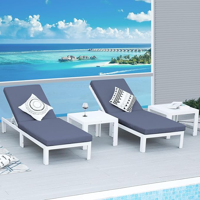 NICESOUL 16 Piece XL Aluminum Patio Sectional Furniture Set with Chaise, 500 lbs Heavy Duty Anti-Rust Outdoor Couch, 29" Extra Deep Wide Seating, High End Conversation Sofa for Poolside, Denim Blue