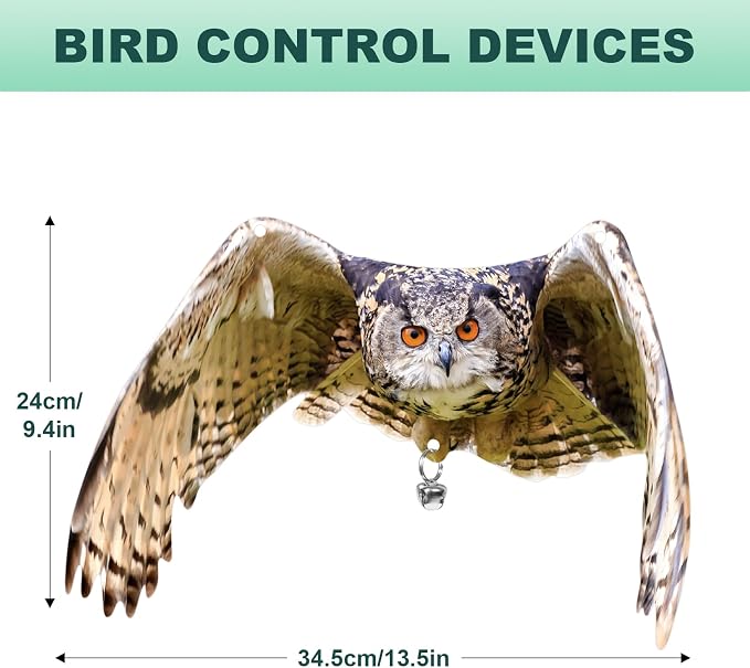 Owls to Keep Birds Away: 2Pack Fake Owls with Reflective Tape for Garden Patio, Reflective Hanging Decoration to Keep Birds Pigeon from Windows Tree