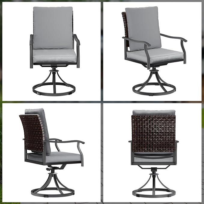 LEVELEVE 2-Piece Swivel Dining Chairs, Outdoor Patio Bistro Chairs for Lawn, Garden, Deck, Backyard & Porch (Matching Series for 5-Piece Set)