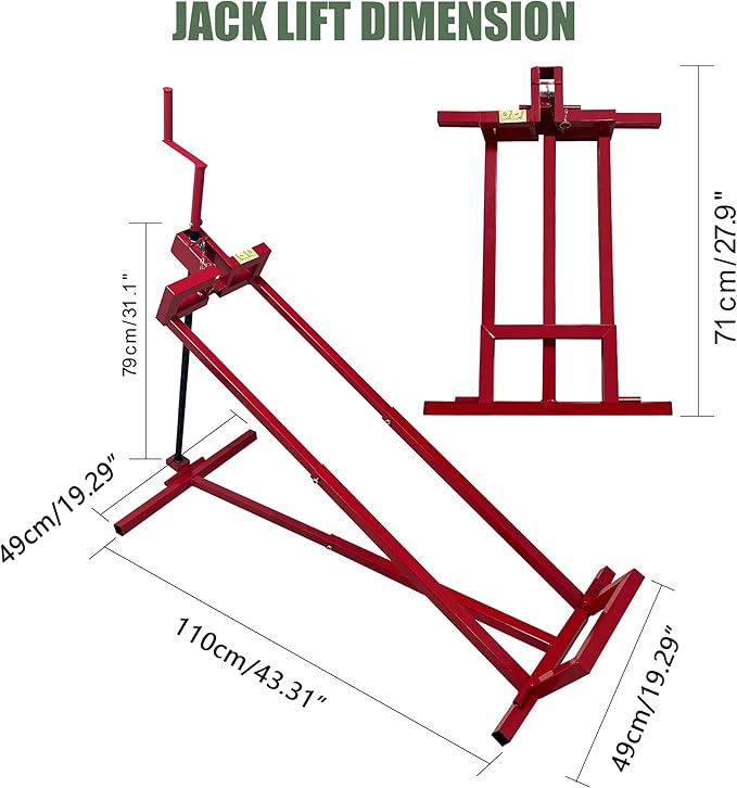 Lawn Mower Lift Jack-890 Lbs Capacity Lifting Platform Telescopic Maintenance Jack Tools Repair Bracket for Garden Tractors and Riding Lawn Mowers with Manual Handle & Power Tool Extension Handle