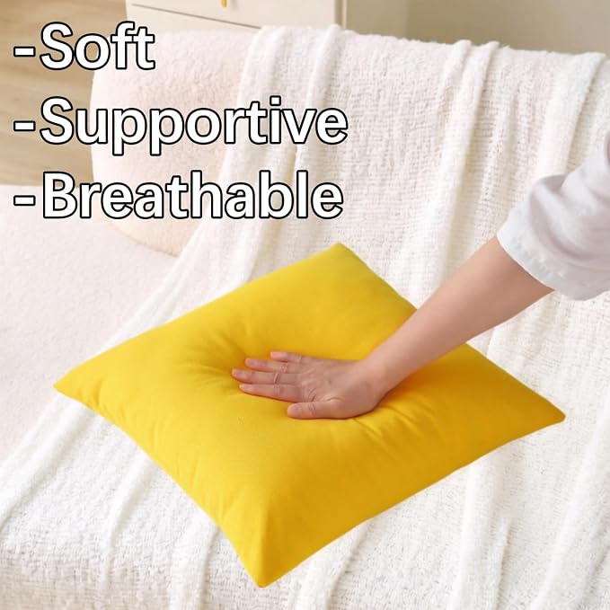 18" x 18" Throw Pillows, Outdoor Waterproof Pillows with Inserts, Square Decorative Pillows for Patio Furniture Garden Couch Sofa Home(Yellow, Set of 4)