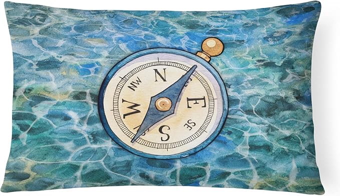Caroline's Treasures BB5347PW1216 Compass Canvas Fabric Decorative Pillow Machine Washable, Indoor Outdoor Decorative Pillow for Couch, Bed or Patio, 12HX16W