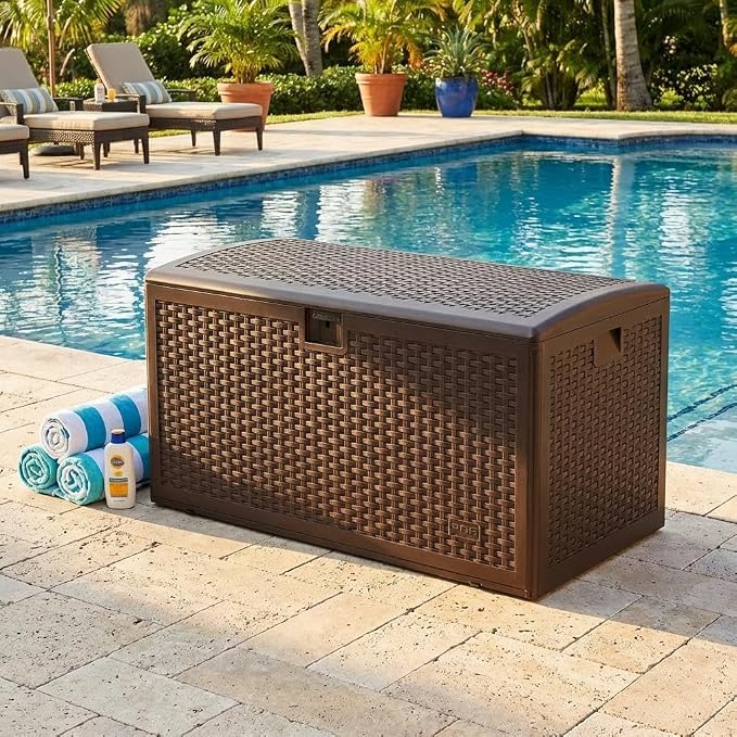 99 Gallon Waterproof Large Resin Deck Box Indoor Outdoor