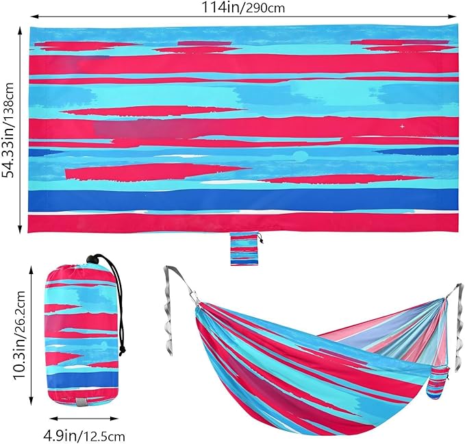 Hammocks for Outside Vivid Striped Background Camping Hammock Portable Hammocks with Tree Straps and Carry Bag Camping Accessories for Hiking Beach Outdoor