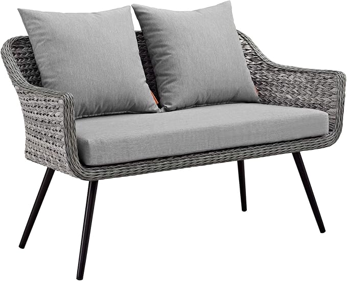 Endeavor 3Piece Outdoor Patio Wicker Rattan Sectional Sofa Set in Gray Gray