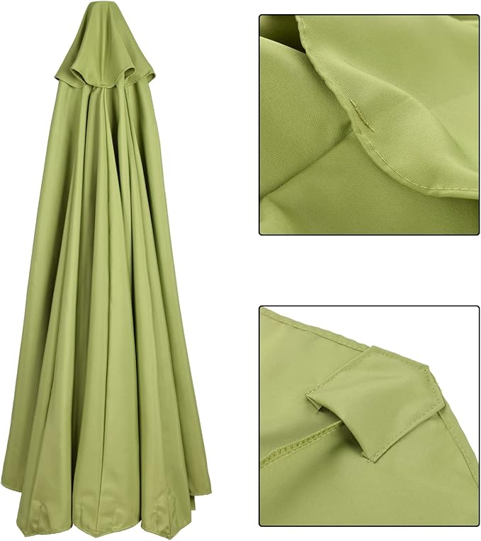 belupai 10ft Patio Umbrella Replacement Canopy, 6 Ribs Canopy Replacement Water Resistant Patio Canopy Outdoor Table Market Yard Umbrella Top Outdoor Umbrella Canopy 56-58in Ribs (Canopy Only)(Green, 6 Ribts)