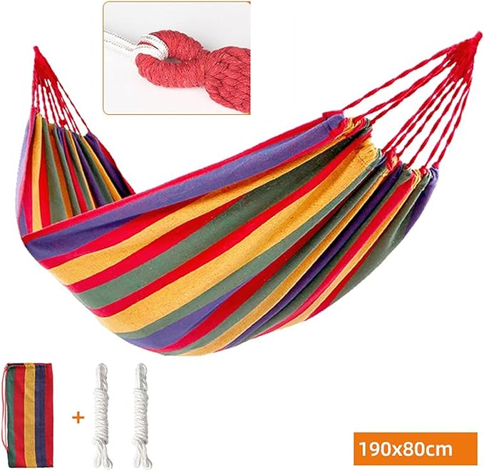 Camping Hammock, Brazil Elegant Hammock Portable Hammock with Light Travel Bag, for Camping, Terrace, Backyard, Porch, Courtyard Beach Outdoor and Indoor use(190 * 80cm)