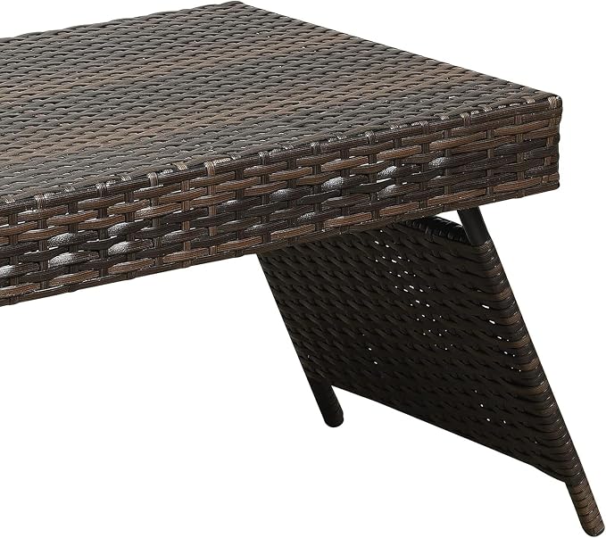 Portable Folding Wicker Table, Brown - Wood Lightweight & Outdoor Use Ready