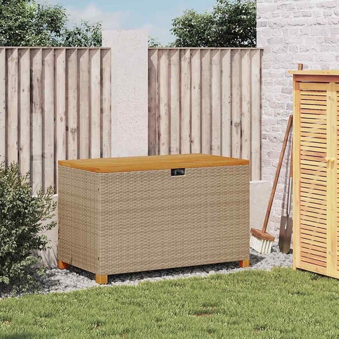 Garden Storage Box Beige and brown,Durable Garden Storage Box with Weatherproof Design for Outdoor Use Storage Boxes