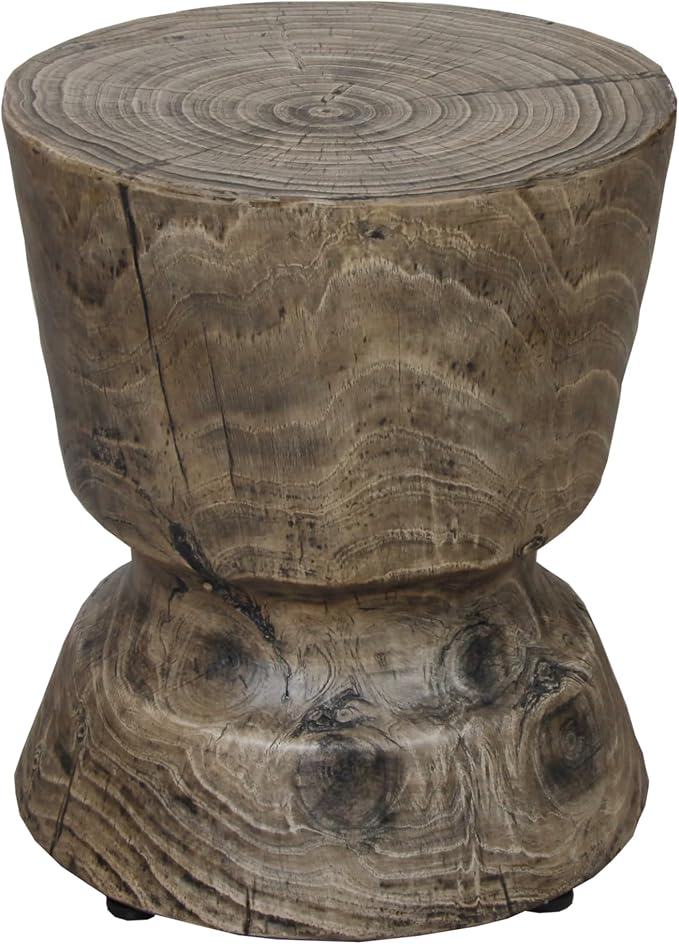 14.6" x 17" Height Faux Woodgrain Accent Table - Antique Gray Concrete Multi-Functional Piece