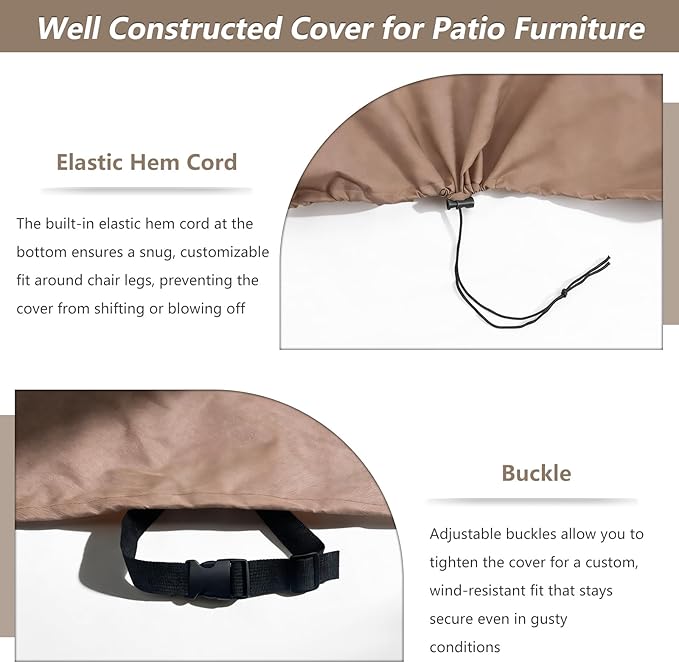 Outdoor Chair Covers Heavy Duty Waterproof Patio Furniture Covers, 35" W x 37" D x 36" H Outdoor Furniture Cover 2 Pack (Beige & Brown)