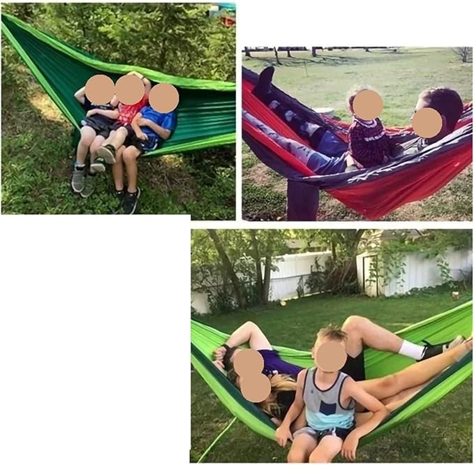 Hammock. 2Pcs Single Person Portable Outdoor Camping Hammock Parachute Fabric Hanging Bed Hammock .Hammocks for Outside(Green)
