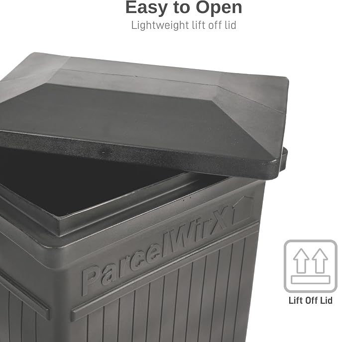RTS Home Accents ParcelWirx Premium Vertical Storage Cabinet/Package Delivery Box with Lift Off Lid, Graphite