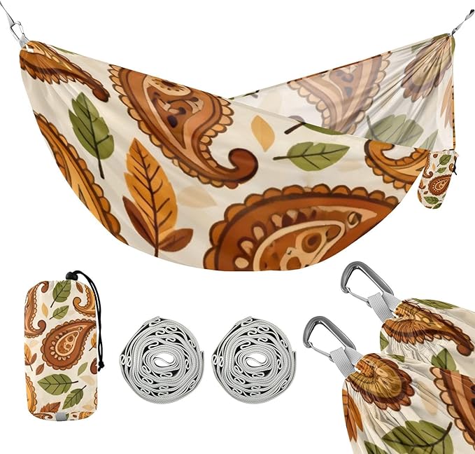 Autumn Paisley Hammocks for Camping with Portabl Carry Bag Portable Hammock Indoor Outdoor Patio