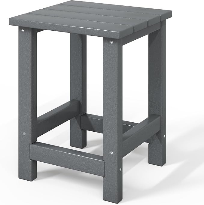 WestinTrends Malibu Kids Outdoor Patio Furniture HDPE Adirondack Square Side Table, Gray