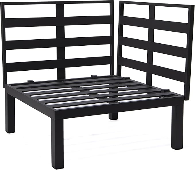 LeisureMod Hamilton Modern 6-Piece Modular Outdoor Sectional Aluminum Patio Conversation Set with Removable Cushions for Patio, Lawn, Garden, Poolside (Red)