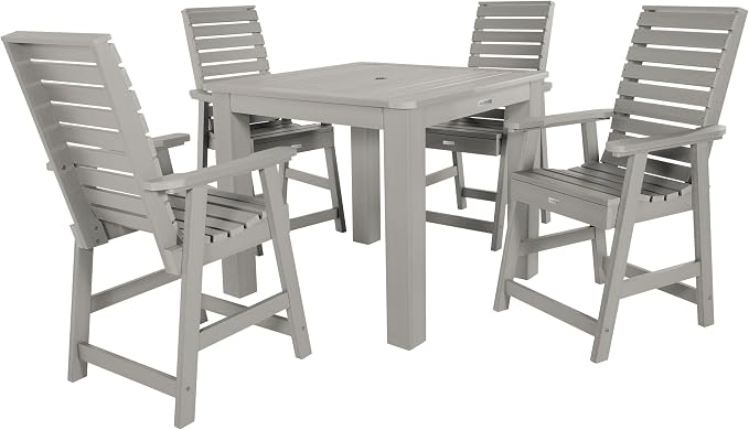 highwood Weatherly 5 Piece Square Counter Height Outdoor Dining Set, Harbor Gray