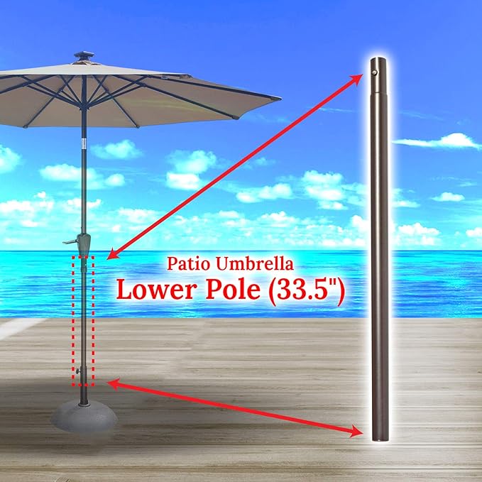 BenefitUSA 1.5" Diameter Patio Umbrella Replacement Lower Pole with Bullet Buckle(33.5“L x 1.5''(Dia))