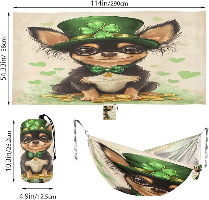 Hammocks for Outside Cute Dog Camping Hammock Portable Hammocks with Tree Straps and Carry Bag Camping Accessories for Hiking Beach Outdoor