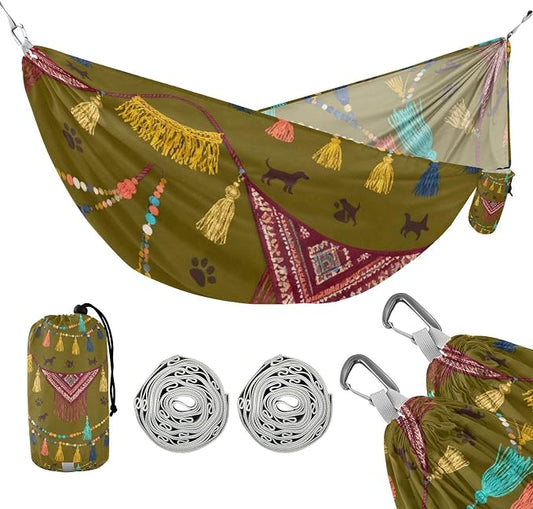 Tassel and Pet Camping Hammock Fabric for Outside Patio Garden