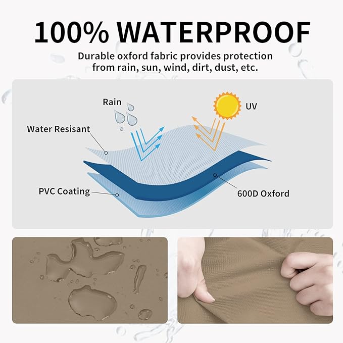 Easy-Going Waterproof Outdoor Couch Cover, Heavy Duty 3-Seater Patio Sofa Cover, Winchdproof Outdoor Furniture Cover with Air Vent （88Wx32.5Dx33H inch,Camel/Dark Brown