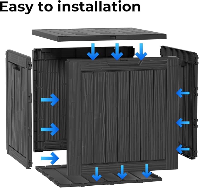 30 Gallon Resin Deck Box, Waterproof Outdoor Storage Box for Patio Furniture Accessories, Garden Tools, Indoor Storage for Cushion, Black