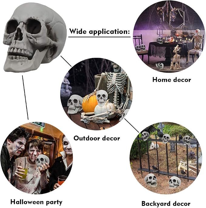 MOKRY PARTY Life Size Skeleton Skull for Halloween Decor Graveyard Outdoor White