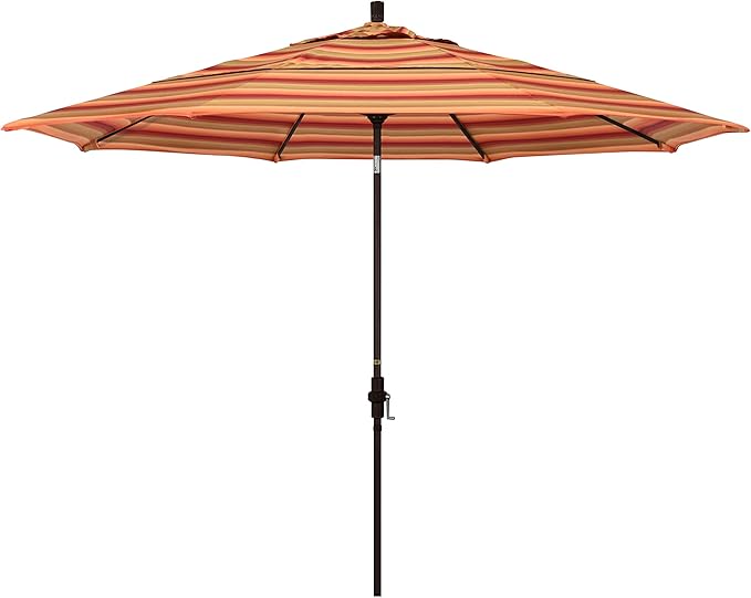 California Umbrella 11' Rd Tahoe Series Aluminum Patio Umbrella, Crank Lift, Collar Tilt, Bronze Finish