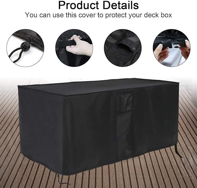 Patio Deck Box Cover for XXL 230 Gallon Outdoor Storage Box, Waterproof Outdoor Storage Box Cover Rectangle Furniture Covers - 64 x 32 x 33 Inch