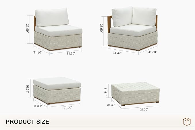 PURPLE LEAF Patio Outdoor Furniture Set 20 Pieces, Premium Leather Outdoor Couch Sectional Sofa, Modular Patio Conversation Sets with Olefin Cushions, Patio Couch for Porch, Balcony, Garden, White