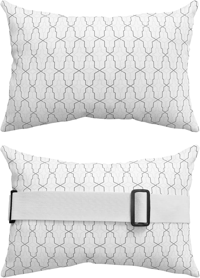 Outdoor Pillows Covers with Inserts Modern Geometric Lattice Waterproof Recliner Pillow with Adjustable Strap Throw Pillows for Patio Furniture Pool Lounge Chair, 11x16 inch, 1PCS